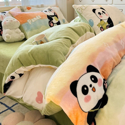 91家纺网 家纺一手货源 找家纺 （总）绘萱家居 2025新款高克重印花牛奶绒四件套