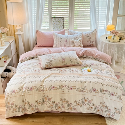 91家纺网 家纺一手货源 找家纺 悦织湾家纺 2025新款A类超柔提花云纱棉四件套 艾瑞拉