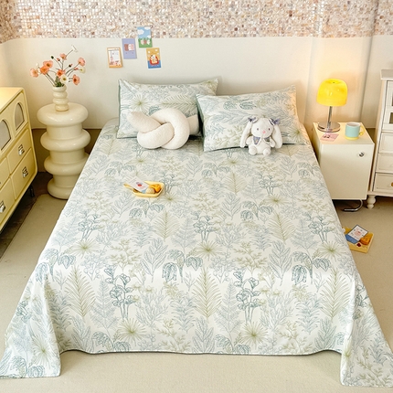 妖妖家纺 2024新款超柔软糯水洗云朵棉印花单床单 热带雨林