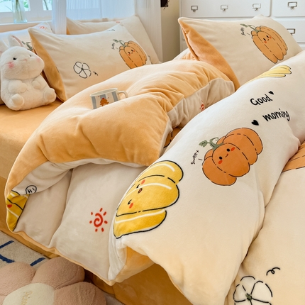 91家纺网 家纺一手货源 找家纺 （总）绘萱家居 2025新款高克重印花牛奶绒四件套