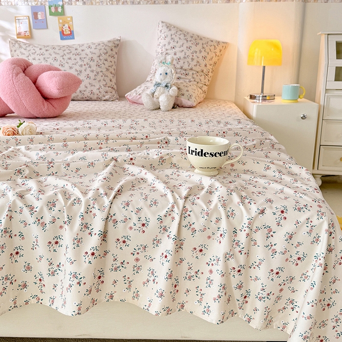 91家纺网 家纺一手货源 找家纺 妖妖家纺 2024新款超柔软糯水洗云朵棉印花单床单 后花园