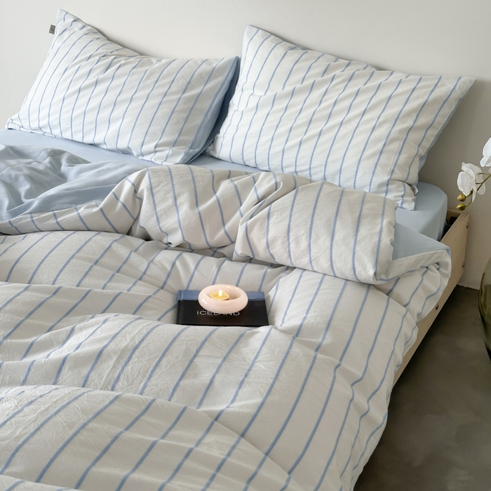 91家纺网 家纺一手货源 找家纺 玛奇朵 2024新款可可托海全棉色织立体罗纹提花四件套 可可托海（天兰床单）