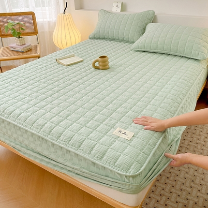 91家纺网 家纺一手货源 找家纺 （总）曼陀罗 2025新款A类华夫格大豆纤维夹棉床笠