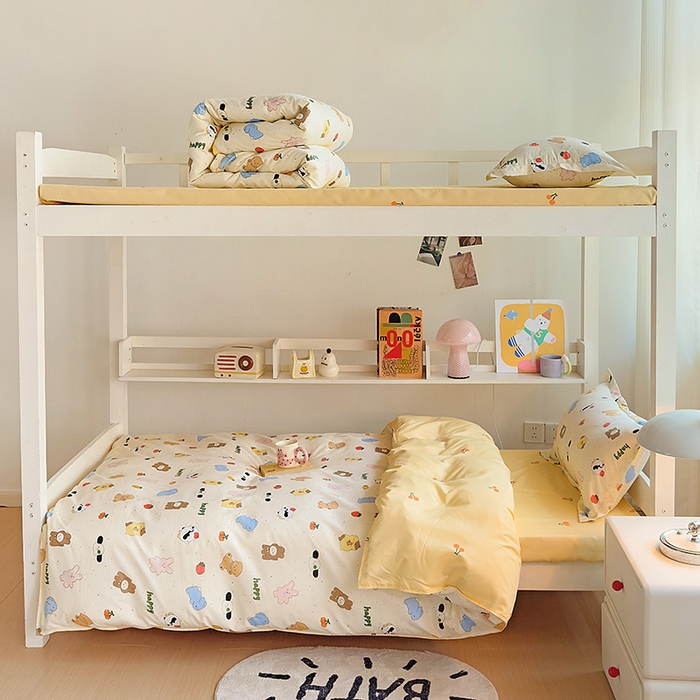 91家纺网 家纺一手货源 找家纺 楠沐家纺 2025新款亲肤芦荟棉印花学生宿舍上下铺四件套三件套 松岛可可