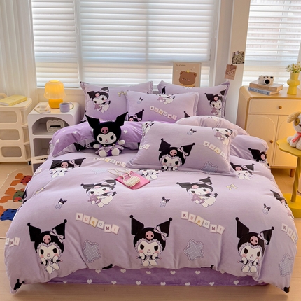 KT猫直营店 2024新款三丽鸥库洛米牛奶绒四件套 星星库洛米