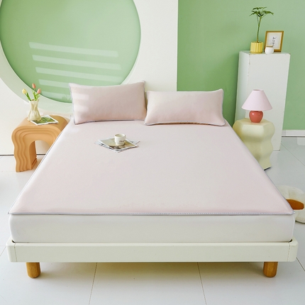 91家纺网 家纺一手货源 找家纺 2024新款复合凉席三件套 淡粉