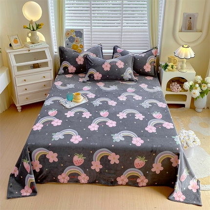 91家纺网 家纺一手货源 找家纺 （总）凯儿家纺 2025新款AA版印花A类牛奶绒单床单+单枕套