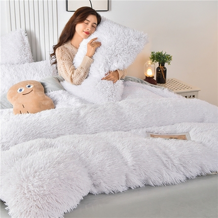 鑫喜莱 2024新款长毛绒四件套 白色