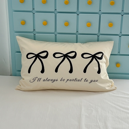 昔可家纺 2024新款数码印花单品枕套系列-ins风系列 丝绒蝴蝶结