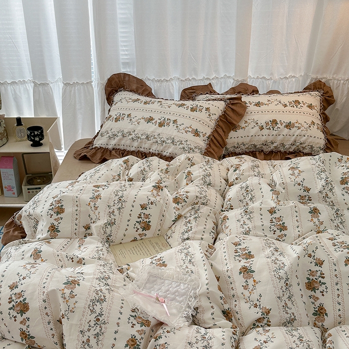 91家纺网 家纺一手货源 找家纺 （总）昔可家纺 2024新款双层纱贴边全棉四件套