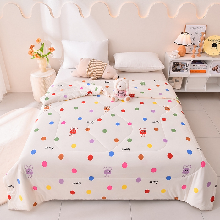 91家纺网 家纺一手货源 找家纺 2024新款A类针织棉亲肤夏被夏凉被空调被 波点诱惑