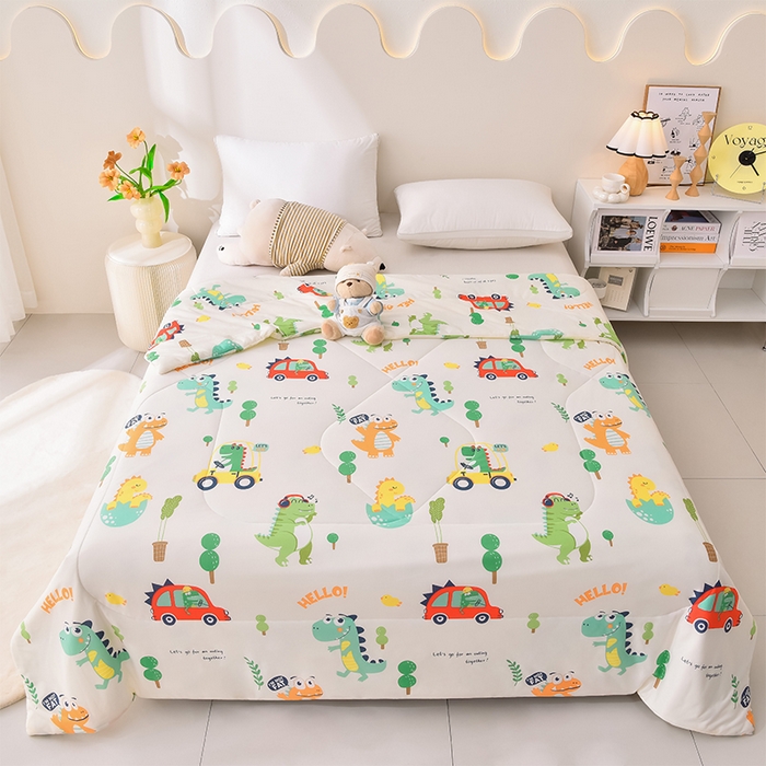 91家纺网 家纺一手货源 找家纺 2024新款A类针织棉亲肤夏被夏凉被空调被 恐龙假日