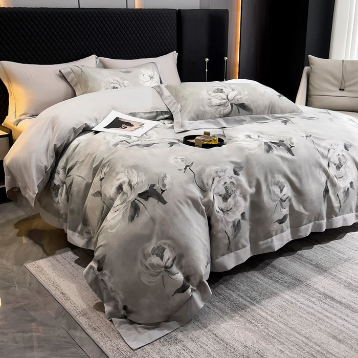 91家纺网 家纺一手货源 找家纺 （总）氧家 2024新款数码印花天丝磨毛艾阳绒四件套