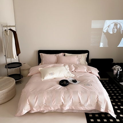 馨蕊家居 2024新款100S高奢简约长绒棉系列四件套-朵芙 朵芙-初夏粉