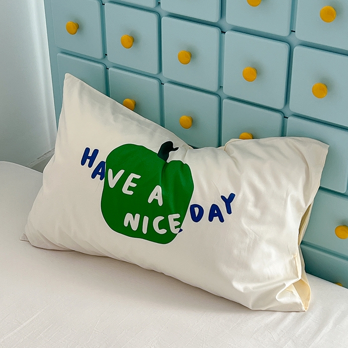 91家纺网 家纺一手货源 找家纺 昔可家纺 2024新款数码印花单品枕套系列-ins风系列 青苹果