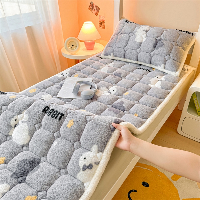 91家纺网 家纺一手货源 找家纺 雯豆家纺 2024新品泰迪绒学生床垫宿舍床褥子加厚上下铺北极绒床护垫 泰迪绒床褥-尤拉