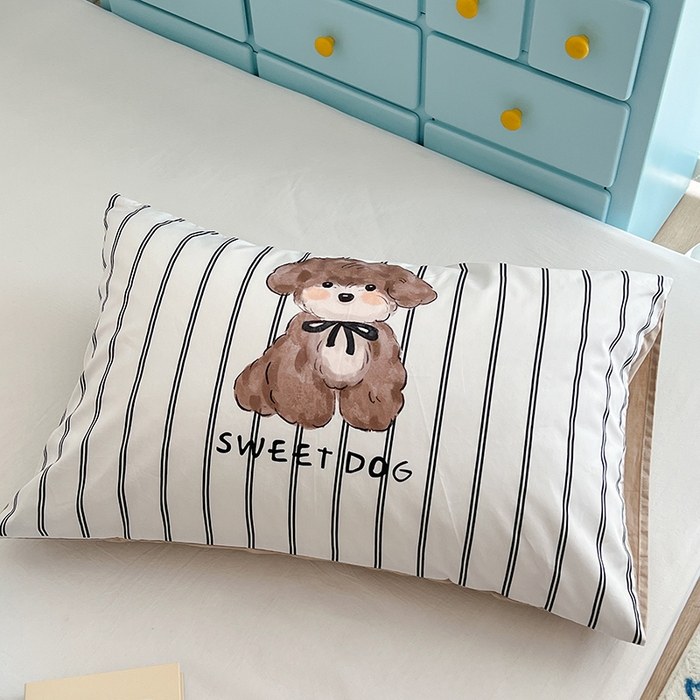 91家纺网 家纺一手货源 找家纺 昔可家纺 2024新款数码印花单品枕套系列-卡通系列 萌萌棕狗