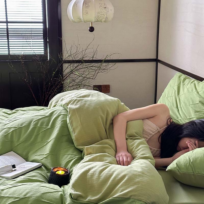 91家纺网 家纺一手货源 找家纺 2024新款全棉提花四件套-V克托瑞 格林绿