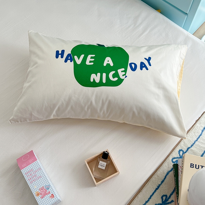 91家纺网 家纺一手货源 找家纺 昔可家纺 2024新款数码印花单品枕套系列-ins风系列 青苹果