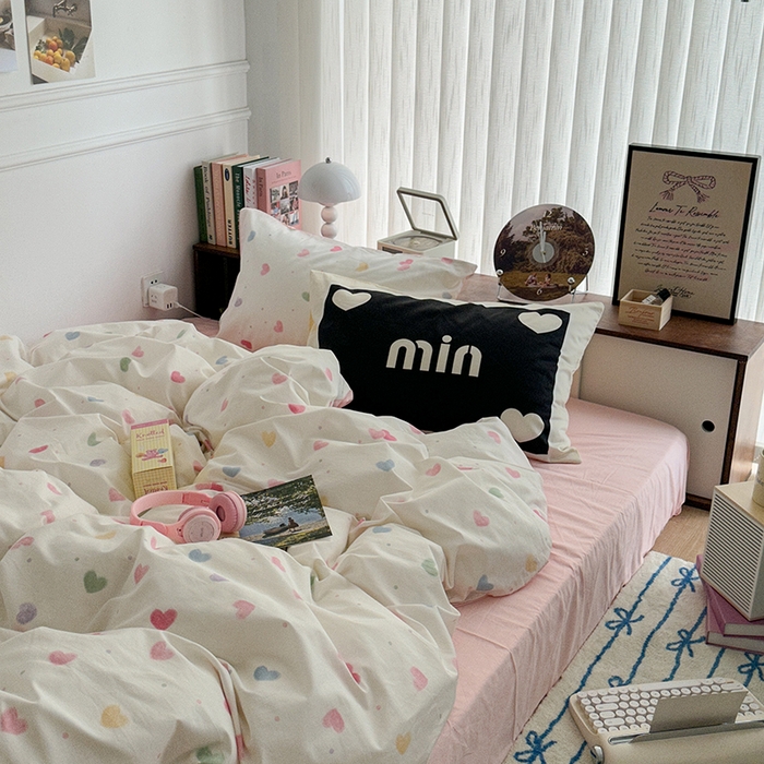 91家纺网 家纺一手货源 找家纺 昔可家纺 2024新款竖条全棉四件套大版枕套系列 油画彩心