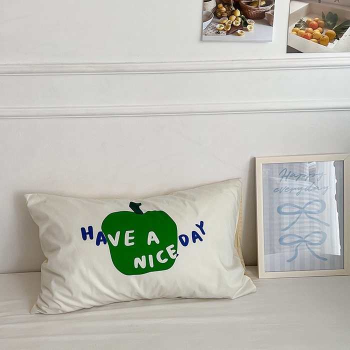 91家纺网 家纺一手货源 找家纺 昔可家纺 2024新款数码印花单品枕套系列-ins风系列 青苹果