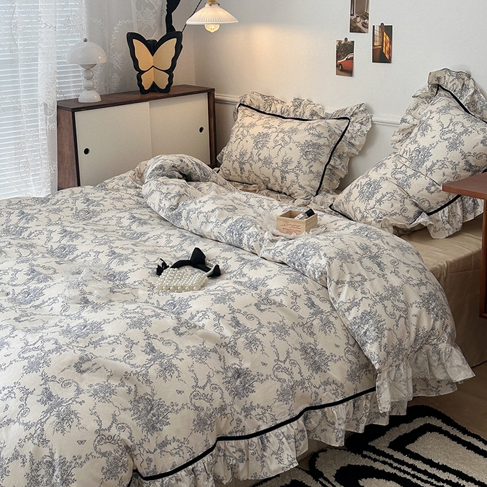 91家纺网 家纺一手货源 找家纺 （总）昔可家纺 2024法式复古工艺花边款四件套