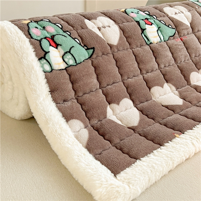 91家纺网 家纺一手货源 找家纺 喜居 2024新款印花牛奶绒床垫学生床垫学生宿舍床垫床褥子被套四件套 爱心恐龙