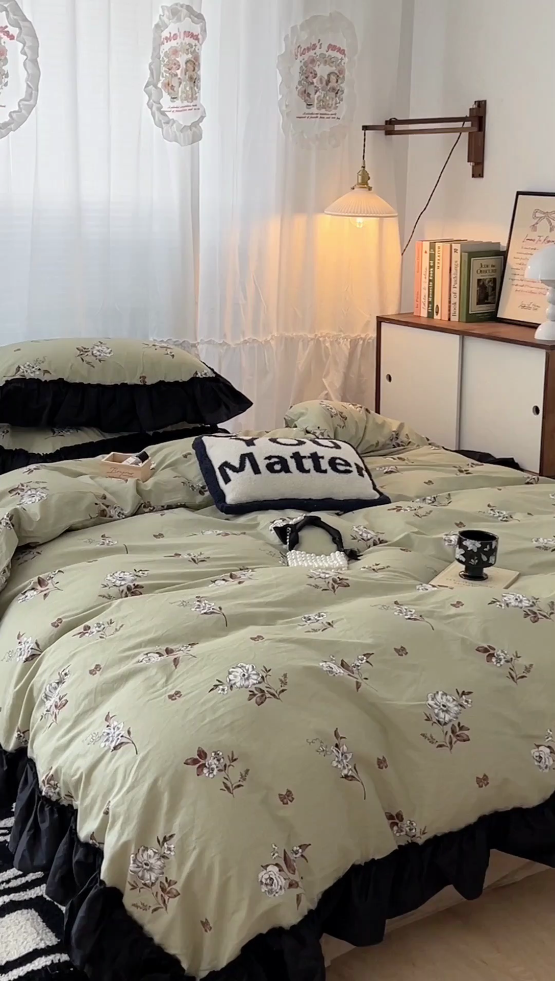 91家纺网 家纺一手货源 找家纺 昔可家纺 2024黑色贴边花边全棉款四件套 复古法式庄园