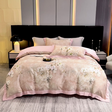 91家纺网 家纺一手货源 找家纺 （总）氧家 2024新款数码印花天丝磨毛艾阳绒四件套