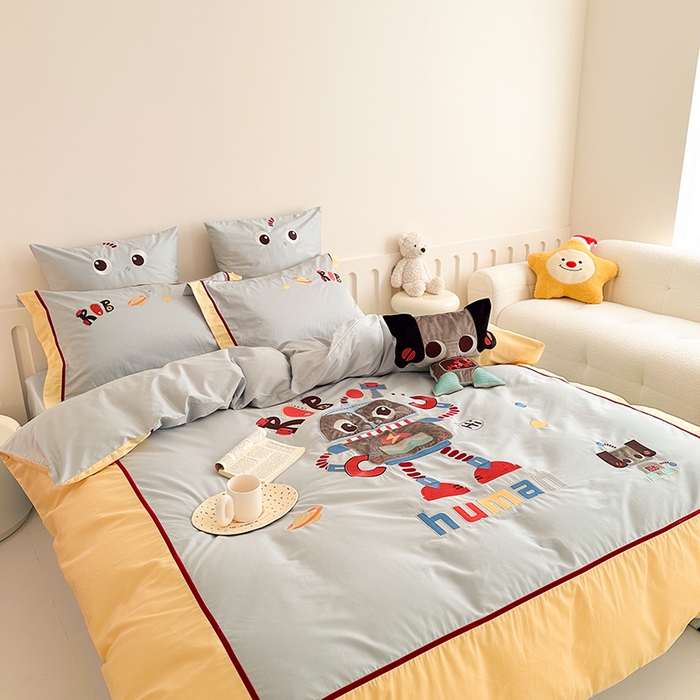 91家纺网 家纺一手货源 找家纺 （总）西西家居 2024新款亲肤舒适100支澳棉独家专版四件套--怪兽机器人