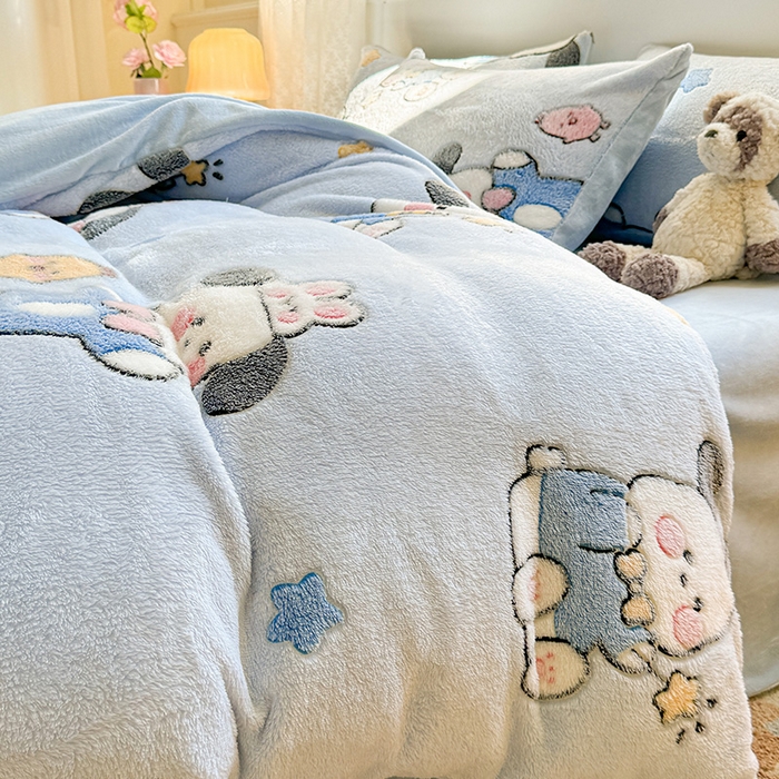 91家纺网 家纺一手货源 找家纺 义博家纺 2025新款雪花绒印花四件套 好伙伴