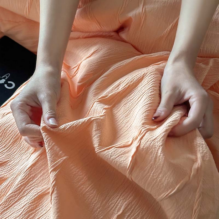 91家纺网 家纺一手货源 找家纺 2024新款全棉提花四件套-V克托瑞 桃橘色