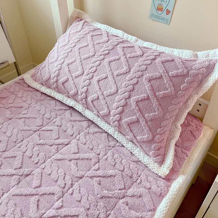 91家纺网 家纺一手货源 找家纺 贝拉梦家纺 2024新款塔肤绒牛奶绒纯色学生宿舍夹棉软床垫子护床垫 暮山紫