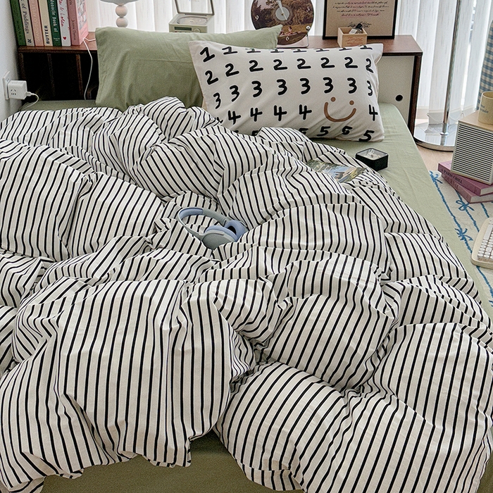 91家纺网 家纺一手货源 找家纺 （总）昔可家纺 2024新款竖条全棉四件套大版枕套系列