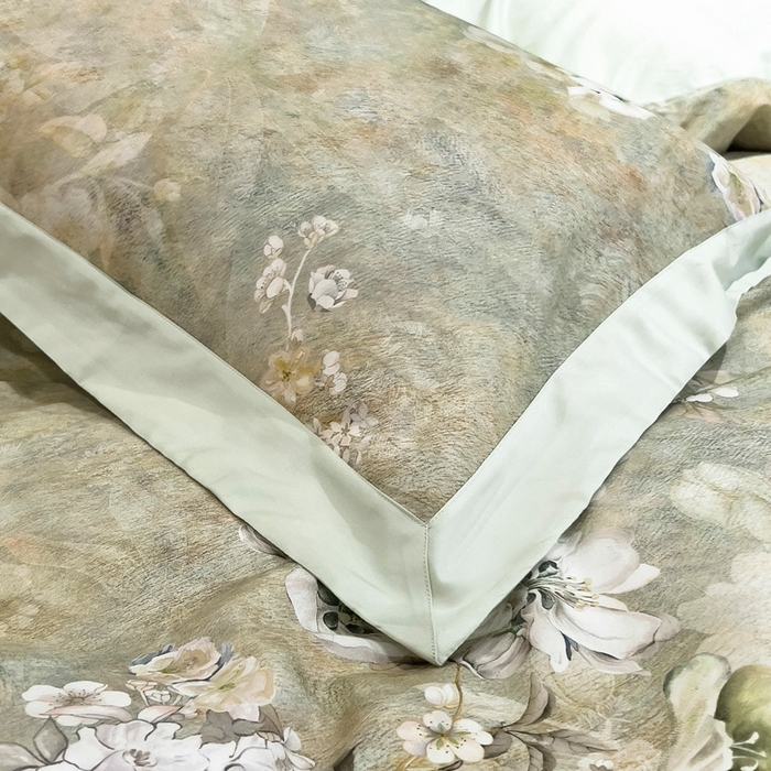 91家纺网 家纺一手货源 找家纺 氧家 2024新款数码印花天丝磨毛艾阳绒四件套 语蓉绿