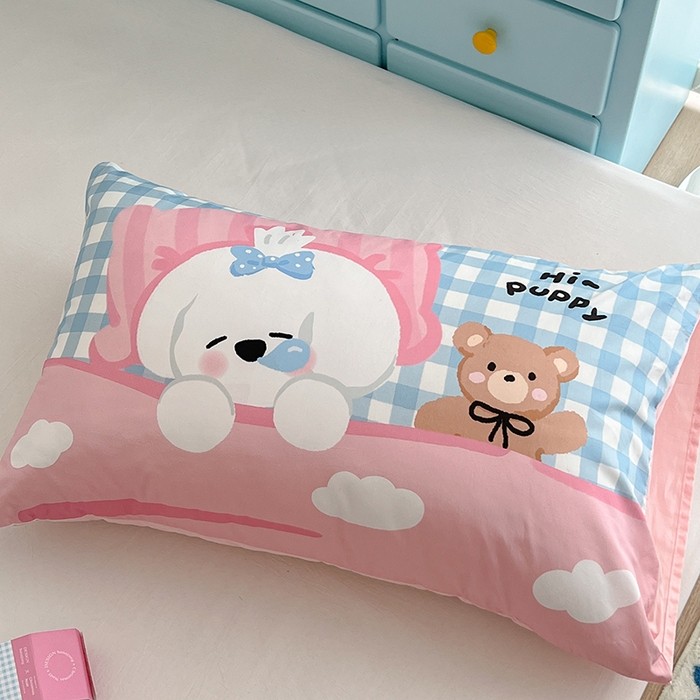 91家纺网 家纺一手货源 找家纺 昔可家纺 2024新款数码印花单品枕套系列-卡通系列 午睡小狗