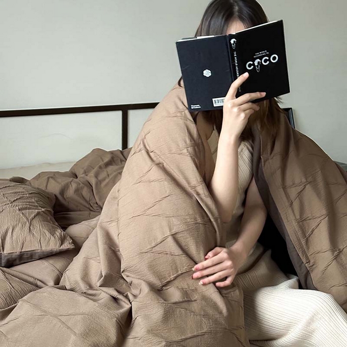 91家纺网 家纺一手货源 找家纺 2024新款全棉提花四件套-V克托瑞 可可棕