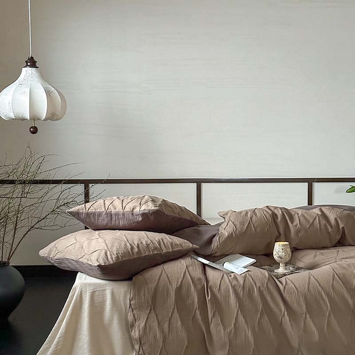 91家纺网 家纺一手货源 找家纺 2024新款全棉提花四件套-V克托瑞 可可棕