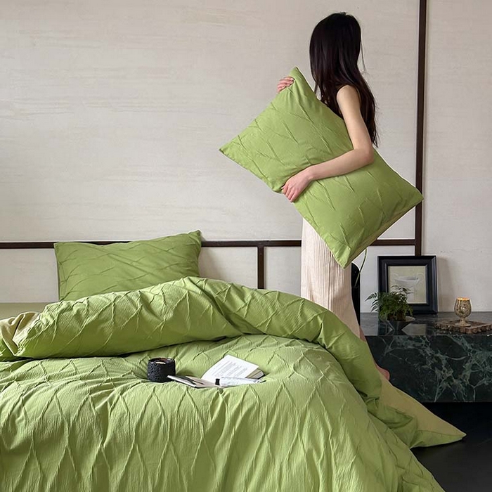 91家纺网 家纺一手货源 找家纺 2024新款全棉提花四件套-V克托瑞 格林绿