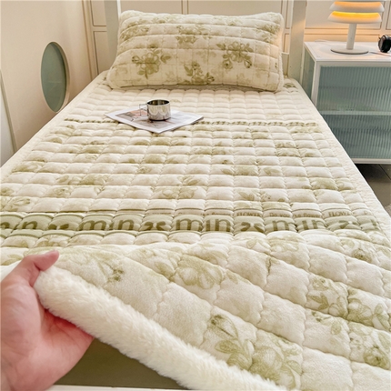 91家纺网 家纺一手货源 找家纺 （总）喜居 2024新款印花牛奶绒床垫学生床垫学生宿舍床垫床褥子被套四件套
