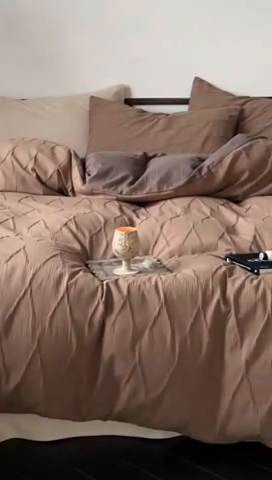 91家纺网 家纺一手货源 找家纺 2024新款全棉提花四件套-V克托瑞 可可棕