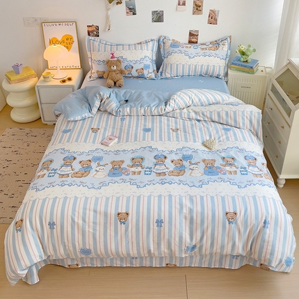 91家纺网 家纺一手货源 找家纺 （总）乐童家纺 2024新款直播热款13070纯棉印花吊边款一字绣四件套（十一）