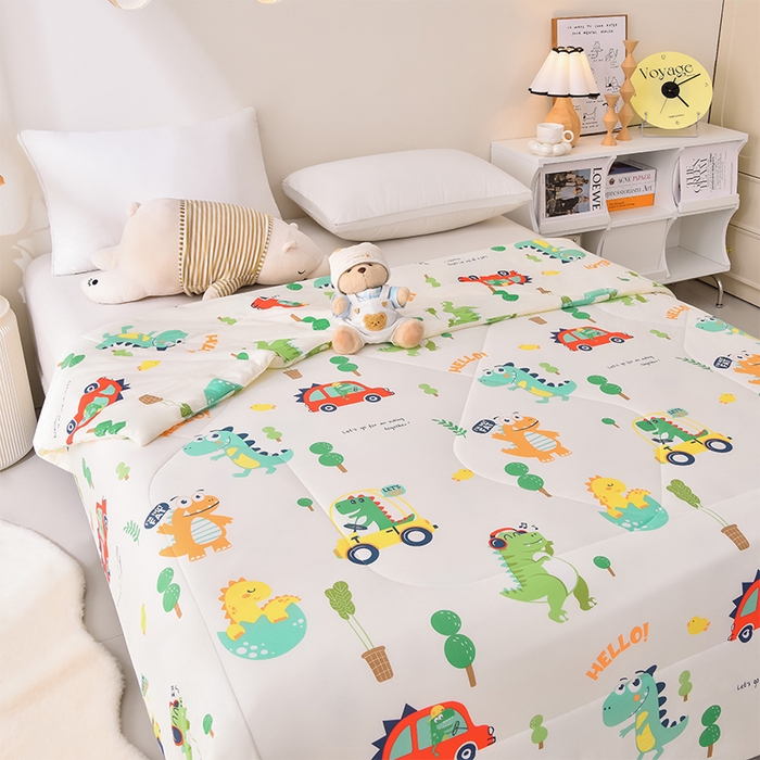 91家纺网 家纺一手货源 找家纺 2024新款A类针织棉亲肤夏被夏凉被空调被 恐龙假日