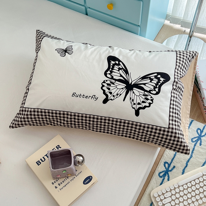 91家纺网 家纺一手货源 找家纺 昔可家纺 2024新款数码印花单品枕套系列-ins风系列 暗夜蝴蝶