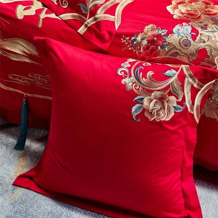 91家纺网 家纺一手货源 找家纺 宏羽纺家纺 2024新款高支高密纯棉提花婚庆套件系列（控价680）富贵牡丹