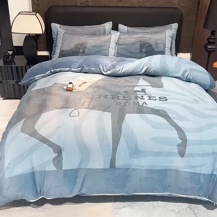 91家纺网 家纺一手货源 找家纺 新方向 2025A类丽丝绒+全消光牛奶绒四件套-奥弗恩-深蓝