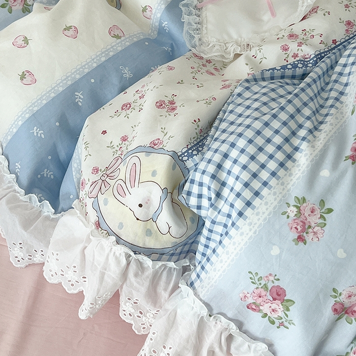 91家纺网 家纺一手货源 找家纺 （总）昔可家纺 2024新款仙仙蕾丝贴边全棉花边款四件套