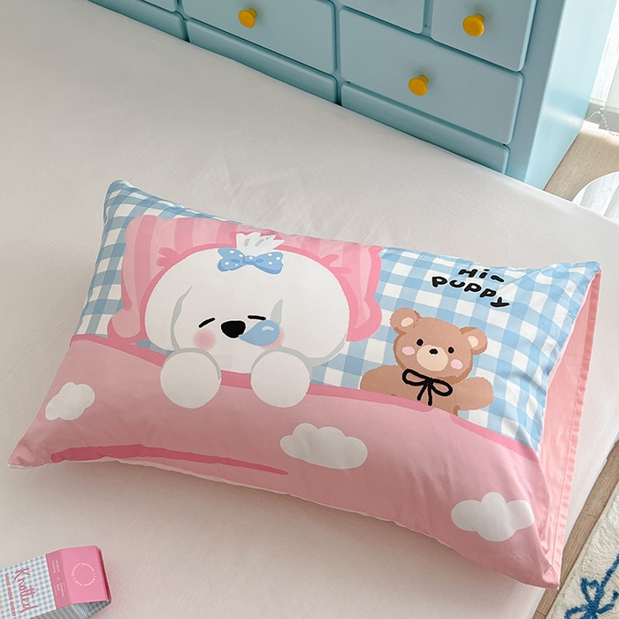 91家纺网 家纺一手货源 找家纺 昔可家纺 2024新款数码印花单品枕套系列-卡通系列 午睡小狗