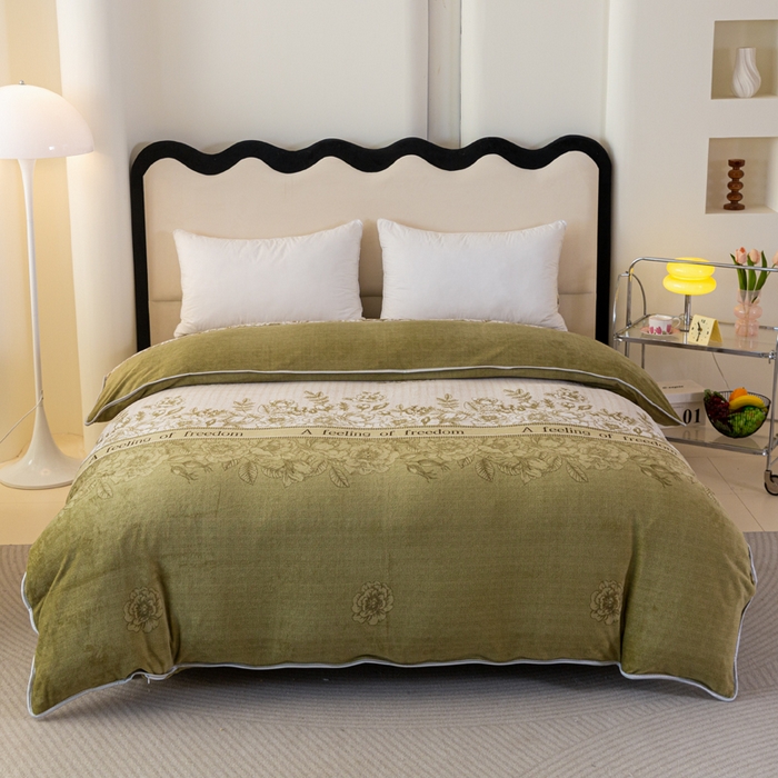 91家纺网 家纺一手货源 找家纺 欧喜璐 2024年新款 8.5-9.5斤加厚牛奶绒金貂绒法莱绒四件套单被套 花团锦簇