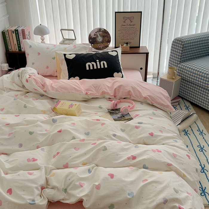 91家纺网 家纺一手货源 找家纺 昔可家纺 2024新款竖条全棉四件套大版枕套系列 油画彩心